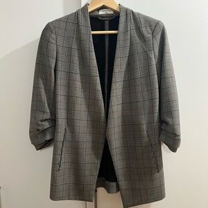 Babaton Black and Gray Plaid Blazer